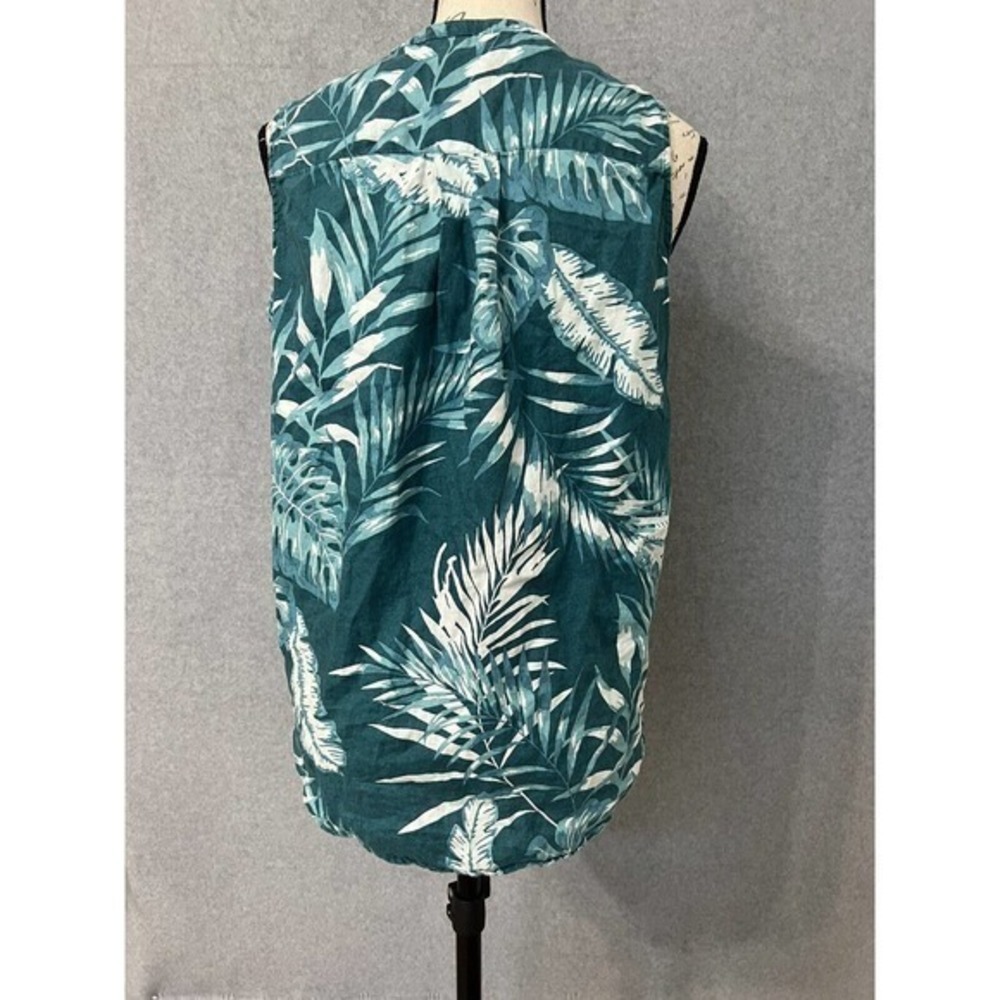 CC california Women linen top floral size medium hawaiian Leaves top - Picture 8 of 8